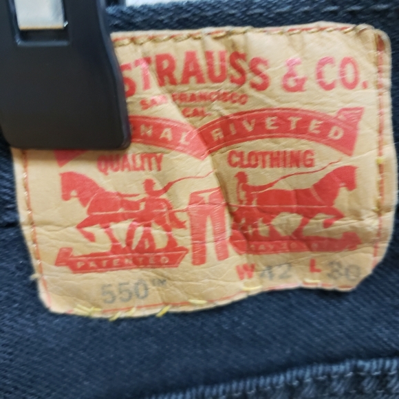 Levis 550 Jeans Mens Size 42 Black Zip Reg Fit Straight Leg - Picture 5 of 8